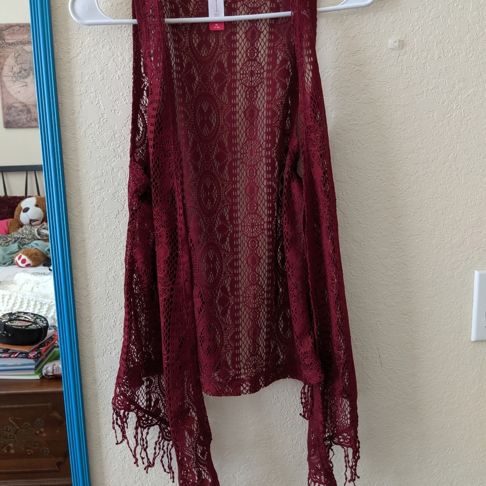 Maroon Medium No Boundaries laced Cardigan